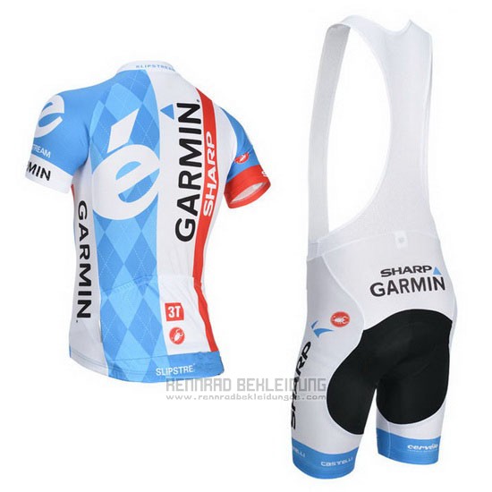 2014 Fahrradbekleidung Garmin Sharp Hellblau und Wei Trikot Kurzarm und Tragerhose